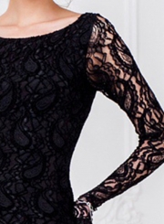 Fashion Long Sleeve Lace Slim Party Dress