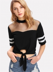 Fashion Mash Striped Casual Tee Shirt