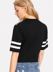 Fashion Mash Striped Casual Tee Shirt