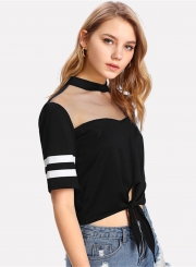 Fashion Mash Striped Casual Tee Shirt