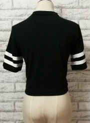 Fashion Mash Striped Casual Tee Shirt