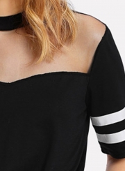 Fashion Mash Striped Casual Tee Shirt