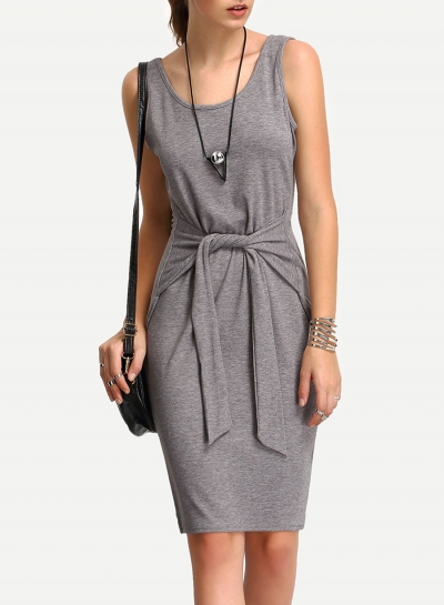 Fashion Sleeveless Lacing Front Slim Dress YOUYOUFASHIONEC.com