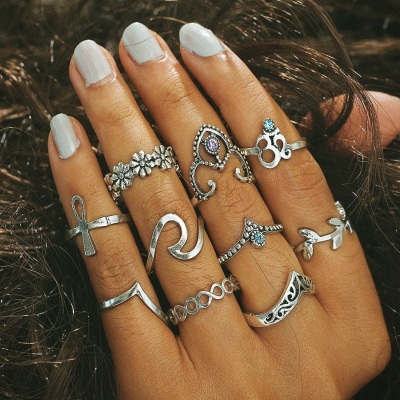 Women's Fashion Alloy Multiple Sets Of Rings STYLESIMO.com