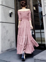 Off Shoulder Pleat Maxi Dress