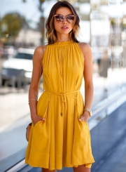 Fashion Solid Color Sleeveless Dress