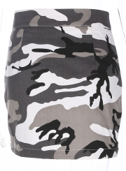 Fashion front Zip Camouflage Skirt