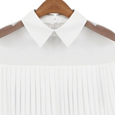 Turn-Down Collar Long Sleeve Pleated Shoulder Blouse stylesimo.com