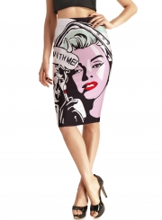 Fashion High Waist Slim Print Dress