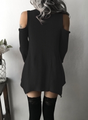 Fashion V Neck Off Shoulder Long Sleeve Irregular Dress