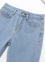 Hole Washed Boyfriend  Jeans