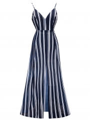 Striped Slit Bow Back Maxi Dress