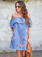 Off Shoulder Embroidered Dress