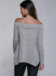 Off Shoulder Long sleeve Irregular Tee Shirt