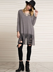 Fashion Casual Tassel Fringe Tee Shirt