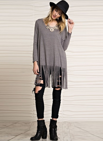 Fashion Casual Tassel Fringe Tee Shirt LEXELFASHIONINTSHOPS.com