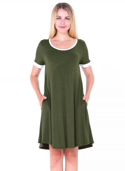 Fashion Short Sleeve Splicing Stretch Dress YOUYOUFASHIONEC.com