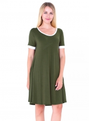 Fashion Short Sleeve Splicing Stretch Dress