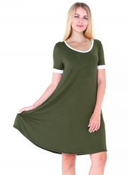 Fashion Short Sleeve Splicing Stretch Dress