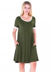 Fashion Short Sleeve Splicing Stretch Dress