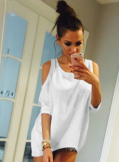 Fashion Off Shoulder Round Neck Tees YOUYOUFASHIONEC.com