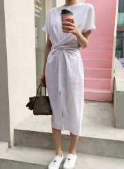 Round Neck Slit T-shirt Dress