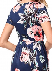 Floral Printed Short Sleeve Maxi Dress