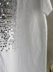 Sequin Decoration Short Sleeve Tee Shirt