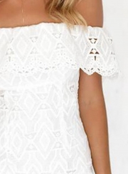 Fashion Slash Neck Cut out Lace Day Dress