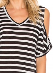 Off the Shoulder Striped Irregular Day Dress