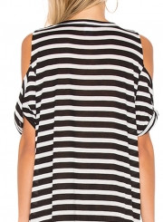 Off the Shoulder Striped Irregular Day Dress