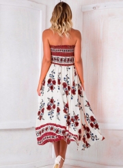 Strapless Off the Shoulder Smocking Irregular Dress