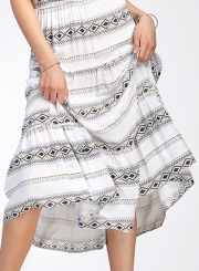 Bohemian Slash Neck Flounce Day Dress