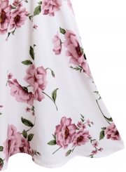 Off the Shoulder Floral Printed Smocking Mini Length