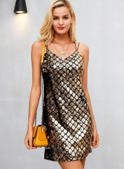 Spaghetti Strap Sleeveless Sequins Mini Dress