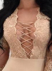 Long Sleeve Lace Embroidered Bandage Bodycon Dress