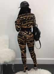 Fashion 2 Piece Chain Printed Sports Set