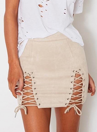 Fashion Lace-up front Mini Bodycon Skirt
