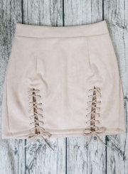 Fashion Lace-up front Mini Bodycon Skirt