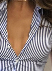 Fashion Stripe Sleeveless Backless Cropped Shirt
