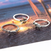 Fashion 12 Pieces Leaf Feather Round Finger Rings Multiple Sets Of Rings