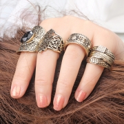 4 Pieces Alloy BOHO Finger Rings Multiple Sets Of Rings