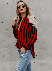 ' Fashion Long Sleeve Strips Splice Shirt