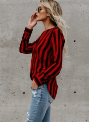 ' Fashion Long Sleeve Strips Splice Shirt