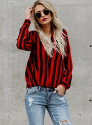 ' Fashion Long Sleeve Strips Splice Shirt