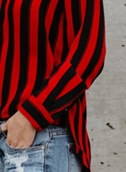 ' Fashion Long Sleeve Strips Splice Shirt