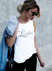 Casual Sleeveless Letter Printed Tank Top