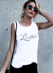 Casual Sleeveless Letter Printed Tank Top