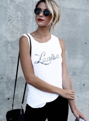 Casual Sleeveless Letter Printed Tank Top