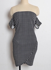 Irregular Plaid Mini Dress with Belt